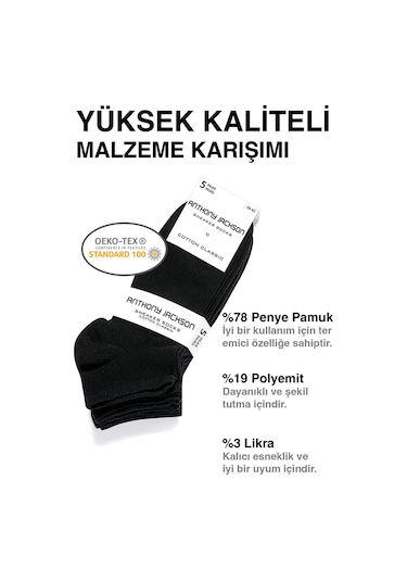 Anthony Jackson Premium Dikişsiz Unisex Sneaker Çorap 10'lu Kutu Siyah