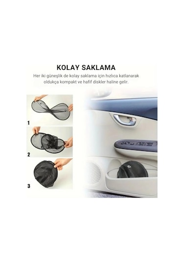 Coofbe Uv Korumalı 2 Adet Araç Yan Cam Güneşlik Sineklik 65x38cm Araç Yan Cam Güneşlik Araç Perdesi 2 Adetli Set
