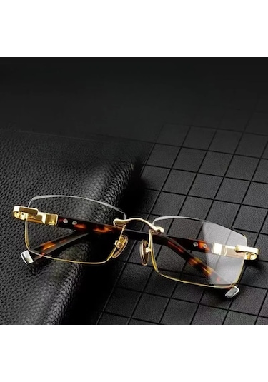 Xindoker Otomatik Ayarlı Okuma Gözlüğü, 75 Yaş Üstü Erkekler İçin Lüks Kahverengi Çerçeve Ve +400 Derece Beyaz Lens