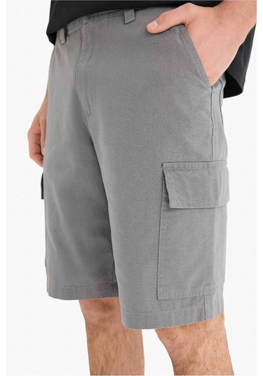 Defacto %100 Pamuk Regular Kargo Cepli Bermuda Şort E1708ax25smgr206 Gri