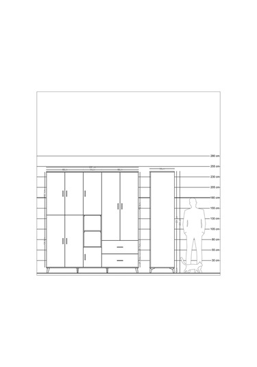 Kronos Dolap 12 Raflı 2 Çekmeceli Tek Askılı 220x59x243 Antrasit-aytaşı/çam Aytası/atlas Çam