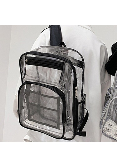 Homyl Spor Erkekler Için Şeffaf Sırt Çantası 2 Yollu Zip Siyah