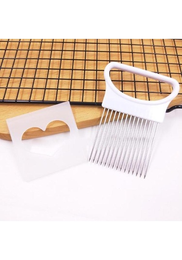 Beyaz Meyve Gadget Handy Paslanmaz Çelik Soğan Tutucu Patates Güvenliği Pişirme Araçları Dilim Kesme Yardımı Beyaz