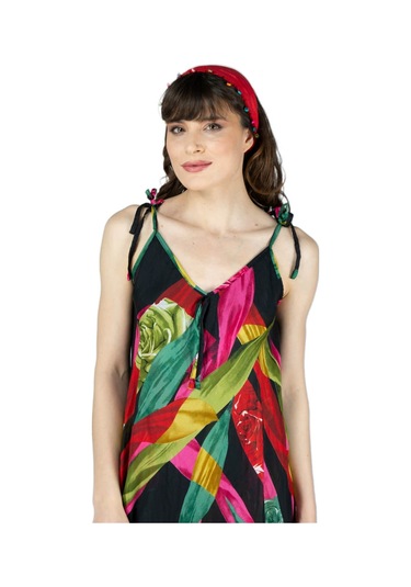 Askılı Vual Afrodit Midi Boy Elbise Siyah 6125