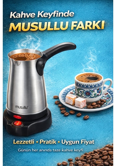 Musullu MSL-CM212 Elektrikli Cezve Çelik Katlanır Kulp