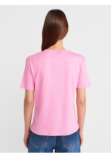 Dilvin 31791 Bisiklet Yaka Modal T-shirt-pembe Pembe