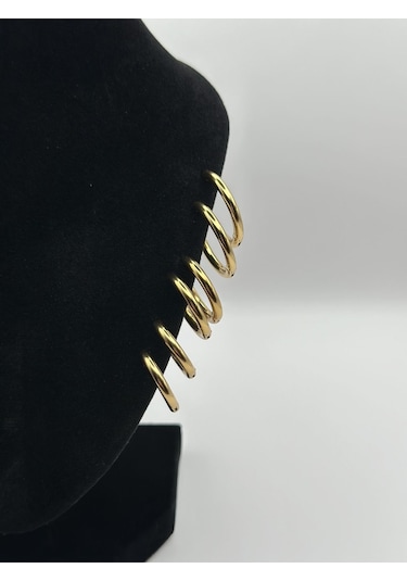 Arnes Jewelry Çelik Gold 3'lü Halka Küpe Ar04 Gold