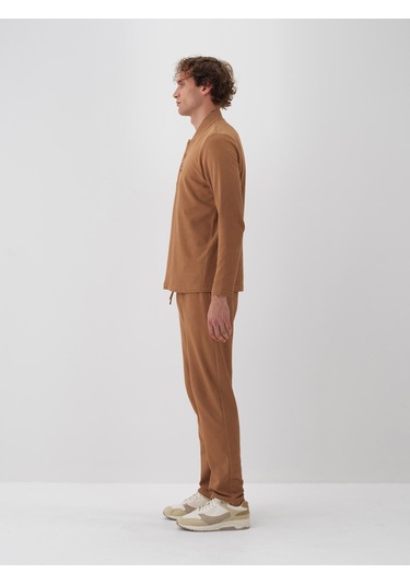 Camel Pamuk Dokulu Regular Fit Sweat Pantolon 380187 Camel