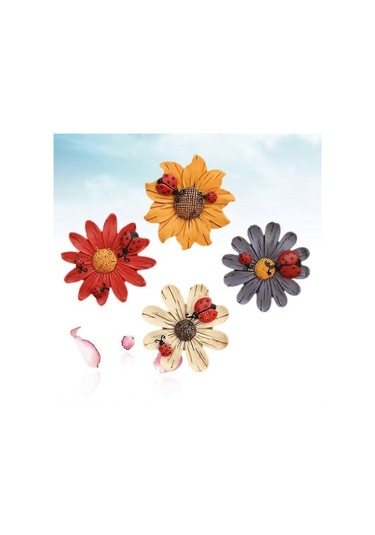 4 Adet Çiçekli Buzdolabı Mıknatısı Buzdolabı Çıkartmaları Güzel Çiçekler Reçine Çıkartmaları Renkli Bahçe Çit Kapı Duvar Çıkartmaları Rastgele Stil Diğer