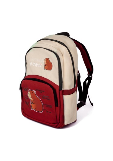Sincap Baskılı Çocuk Unisex Krem Kırmızı Sırt Çantası Pwcnt015 Krem Kırmızı