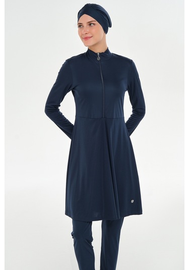Likralı Tam Kapalı Uzun Tesettür Mayo 3128 Koyu Lacivert05 Koyu Lacivert