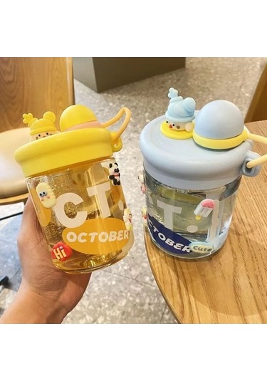 Pazly Çaysız Isısı Olan Büyük Kapasiteli Plastik Çiftçi Pipet Bardağı Sarı Sarı