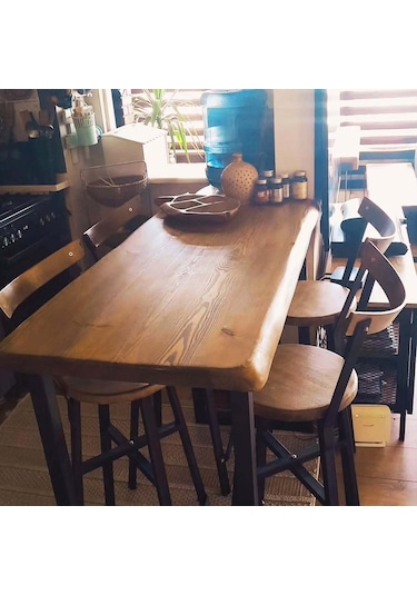 Asya Craft Doğal Ahşap Bar Masası Seti