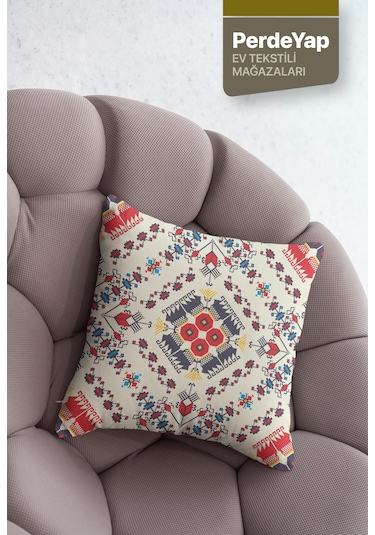 Otantik Kilim Işlemeleri Desenli 4lü Kırlent Kılıfı