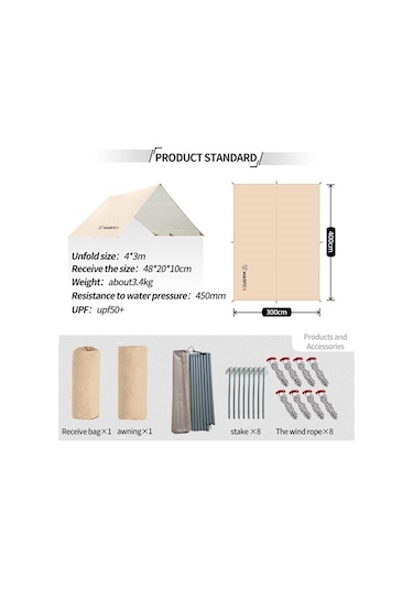 Madfox Oem Tarp 4x3 Mt Güneş Ve Rüzgar Koruma Brandası
