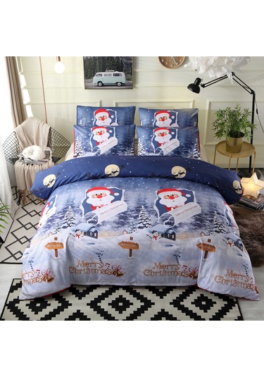 Qingmipy Noel Yatak Örtüsü Seti - Polyester Kumaş, Çift Kişilik, Yastık Kılıfı Dahil Çok Renkli