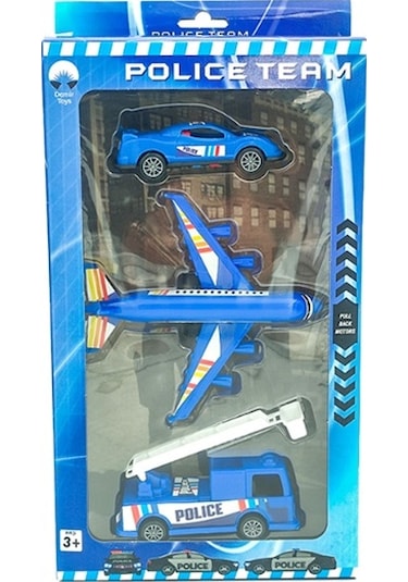 Demir Toys Polis Seti Uçaklı 3lü