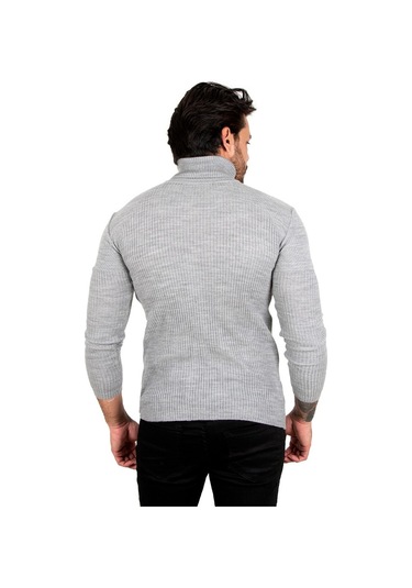 Deepsea Erkek Gri Balıkçı Yaka Örme Kazak 2100016 Gri