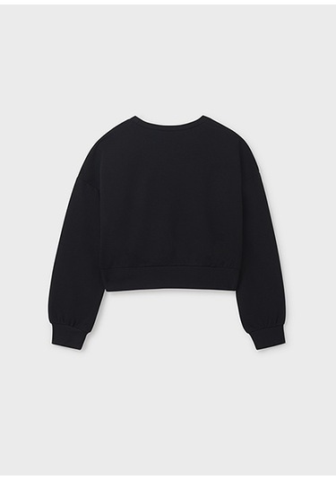 Mayoral Siyah Kız Çocuk Pul Detaylı Sweatshirt 7421 Siyah