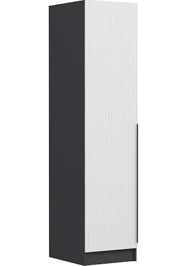 Minar Kale 1 Kapaklı Dolap Antrasit - Beyaz Çizgili Mebran 210cm