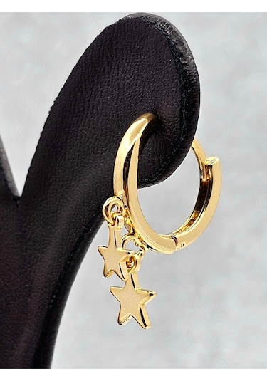 Xuping Yıldız Model Gold Renk Çelik Küpe Altın