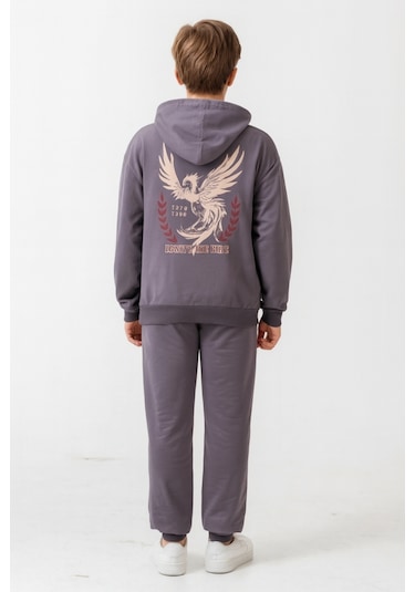 Erkek Çocuk Phoenix Sprit Baskılı Alt Üst Eşofman Takımı Ak7870 Gri