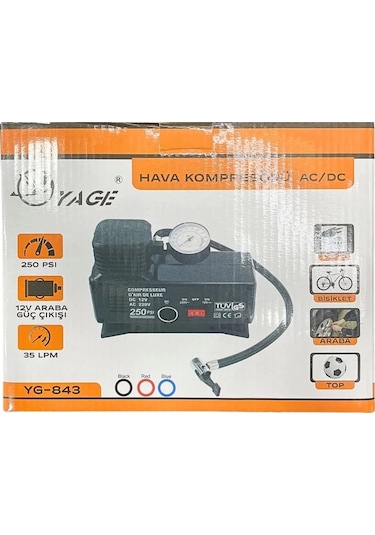 220 Volt-12 Volt 250 Psi Kompresör Lastik Hava Şişirme Oto Pompas