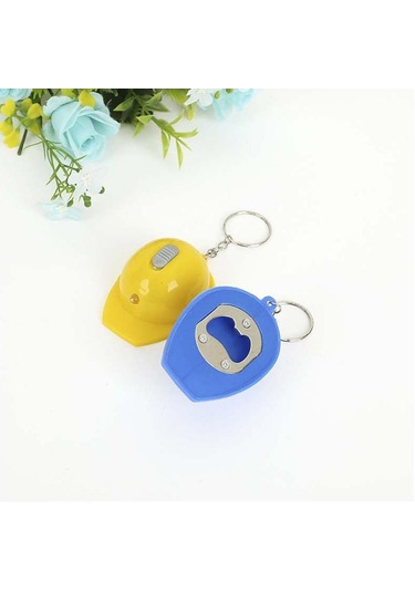 Mavi Mini Led Kask Bira Şişe Açacağı Mutfak Alet Aksesuarları Anahtarlık Kolye Mavi