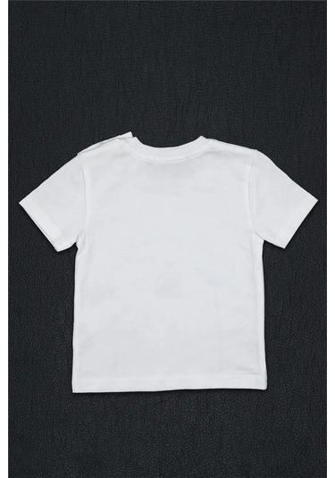 Kız Çocuk Beyaz Monna Rosa Esneyen Ayıcık Detaylı Yazlık Tişört Beyaz