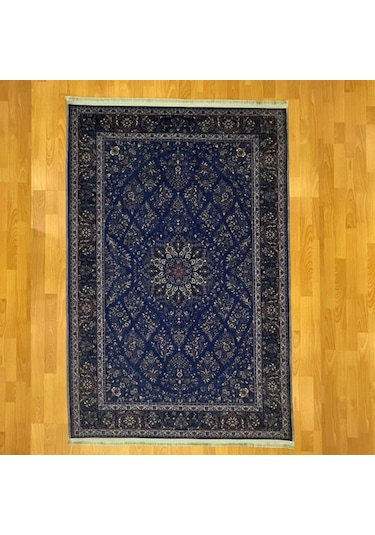 Klasik Madalyonlu 160 X 230 Dijital Baskı Halı Lacivert