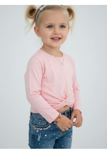 Zekids Kız Bebek Pamuklu İnce Uzun Kollu Bluz-16720 Pembe
