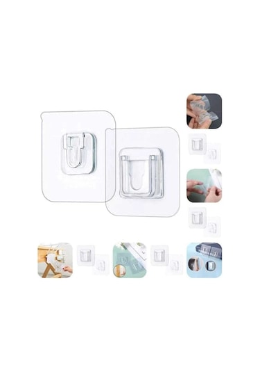 5 Li Set- Çift Taraflı Yapışkanlı Geçmeli Klips Eşya Sabitleme As