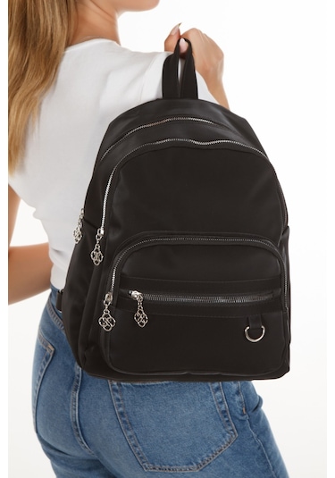 Kadın Günlük Siyah Sırt Çantası Siyah