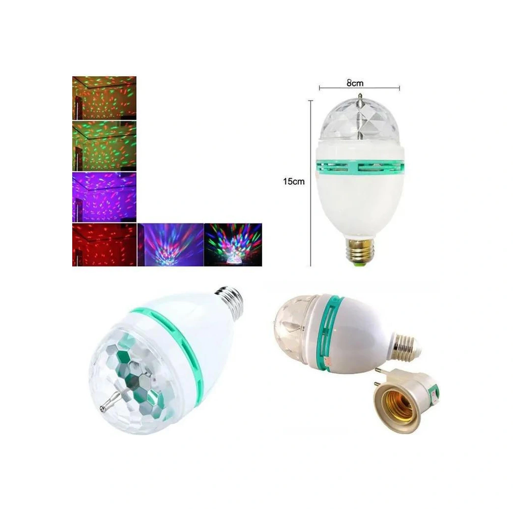 Yuntech01 Rgb Döner Kristal Top Işığı, 3w E27 Led Sahne Aydınlatması, Ev/parti/disco Kullanıma Uygun, Avrupa Standartı Adaptörü İçerir Diğer