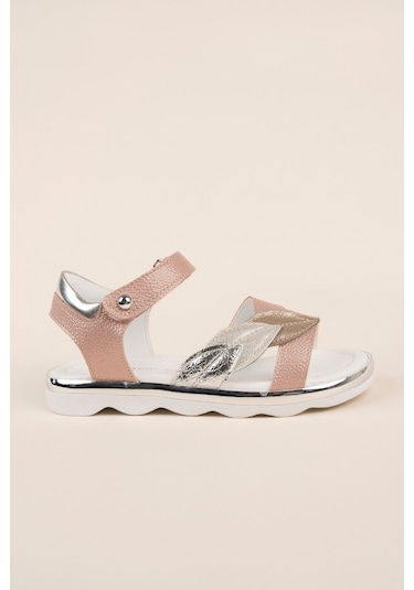 GİMER - Termo Taban Yaprak Model Pudra Kız Çocuk Sandalet - O... Pudra