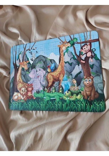 Ahşap Çocuk Puzzle Safari 108 Parça Mobilya