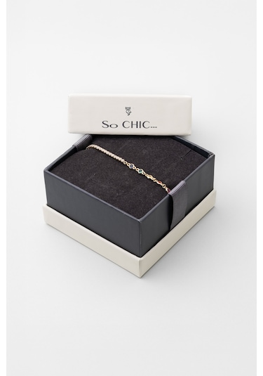 Gökkuşağı 18 Ayar Sarı Altın Kaplama 19 Cm Gümüş Su Yolu Bileklik Sarı