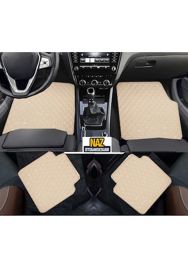 Audi A6 1997-2004 Uyumlu Bej Dikişli Bej Deri Paspas