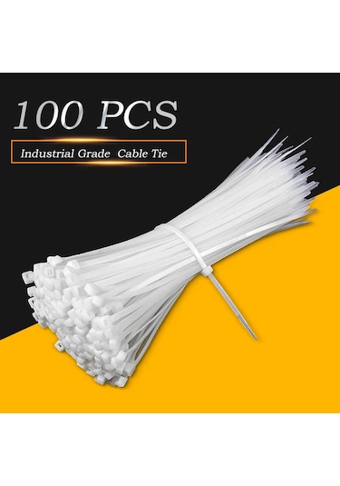Kablo Bağları Kendinden Kilitlemeli Naylon Kablo Fermuarlı Bağlar 100 Adet 3.5x200 White 100pcs Diğer