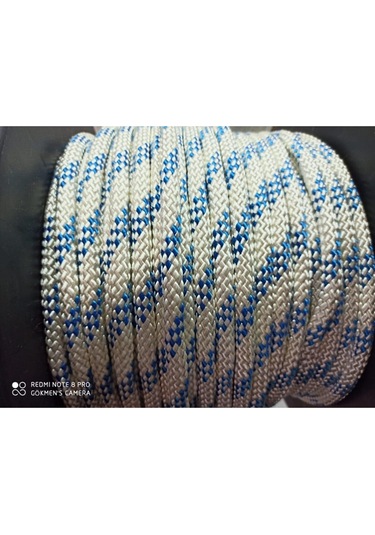 Molhalat 8 MM Iskota Halat 100 Metre-Parlak İpek Örgülü Polyester Halat-Tekne Halatı