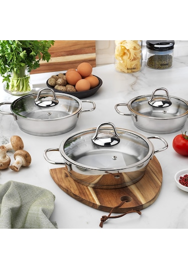 Schafer Eva Çelik Sahan Seti 6 Parça-ınox Kırmızı