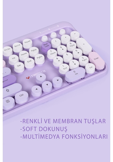 Twotech SMK-640M Renkli Tuşlu Kablosuz Türkçe Q Klavye Mouse Set