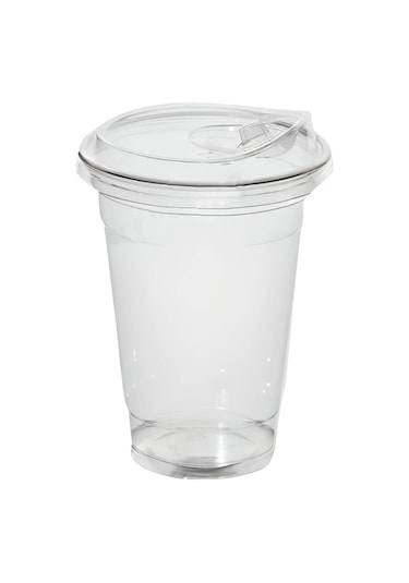 400 Cc Plastik Pet Limonata Milkshake Bardağı 50 Adet Klips Kapaklı