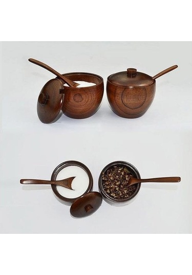 Westworld Ahşap Ve Seramik Şekerlik Biber Kavanozu - Modern Ev Dekoru