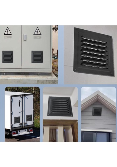 Yaleker 2 Adet 150x150mm Siyah Alüminyum Louvre Vantiliasyon Izgarası - Dış Cephe, Garaj, Tavanlar İçin Böcek Ağı Eşliğinde