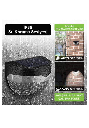 Greentech Güneş Enerjili Duvar ve Çit LED Aydınlatma / GT-SL23 Beyaz