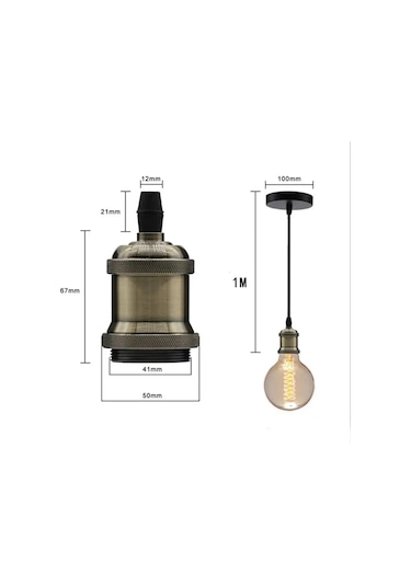 Yasenin Tavan Askılı Loft Retro Edison Ampullü Lamba 159759771 Siyah