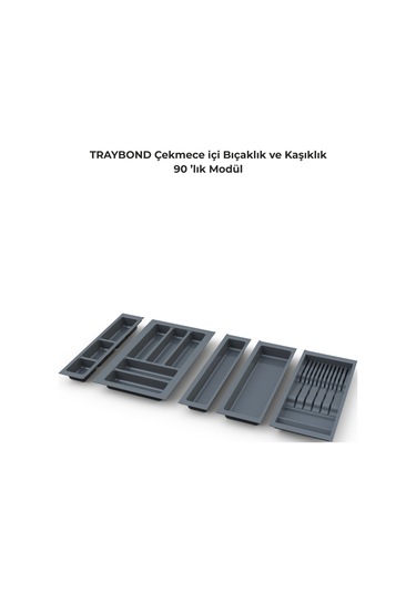 Çekmece Içi Kaşıklık Ve Bıçaklık Düzenleyici Antresit, 84x48 Yandan Ve Boydan 4cm Kesilebilir Antrasit