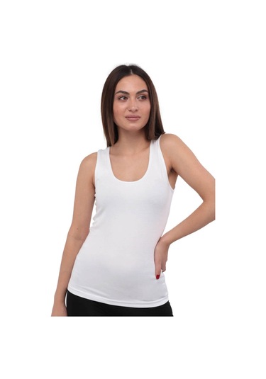 Tutku Elit Elastan Geniş Askılı Kadın Atlet 2002 | Beyaz