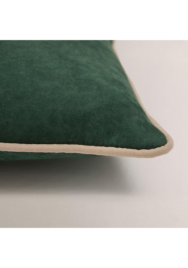 Efe Biye Detaylı Düz Kırlent Kılıfı Yeşil